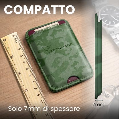 MagSafe Compatible Slim Wallet - Up to 3 Cards, with Adapter Ring (Camo Pattern)