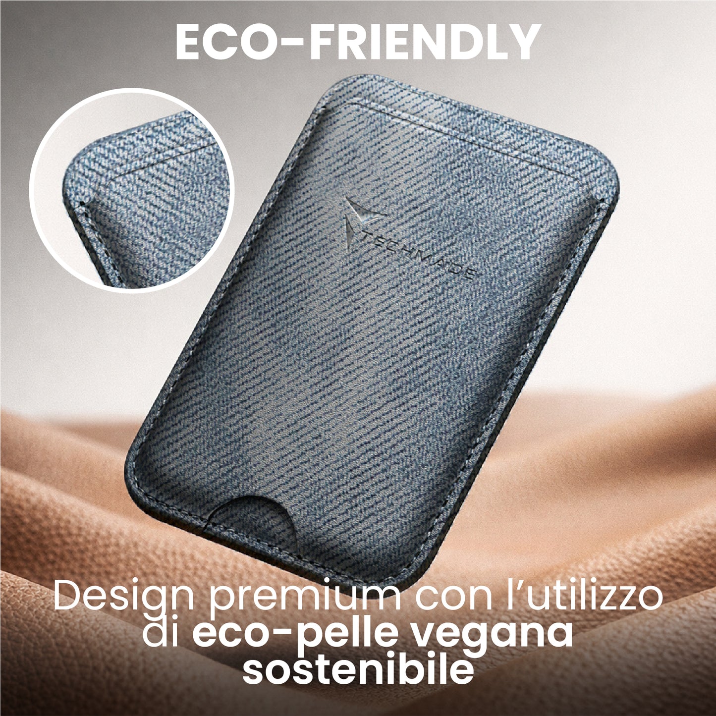 MagSafe Compatible Slim Wallet - Holds up to 3 cards, with Adapter Ring (Classic & Jeans Pattern)