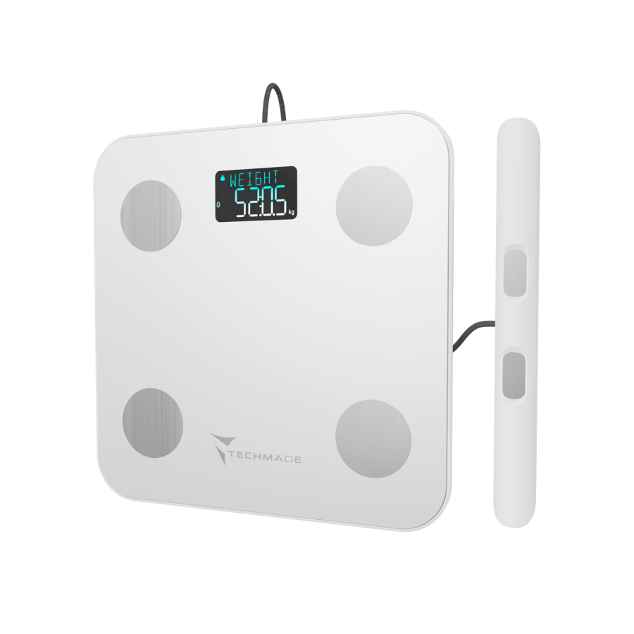 Smart Digital Body Fat Scale - 8 Sensors, with Handlebars - for iOS and Android