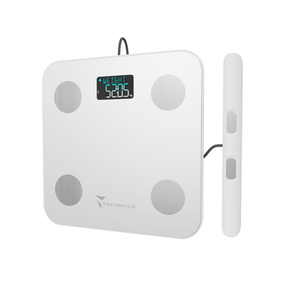 Smart Digital Body Fat Scale - 8 Sensors, with Handlebars - for iOS and Android