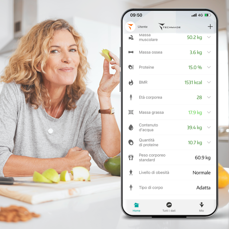 Smart Digital Body Fat Scale - 8 Sensors, with Handlebars - for iOS and Android