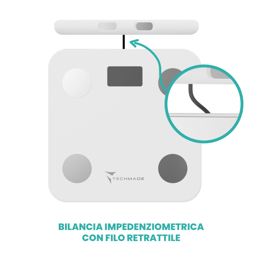 Smart Digital Body Fat Scale - 8 Sensors, with Handlebars - for iOS and Android