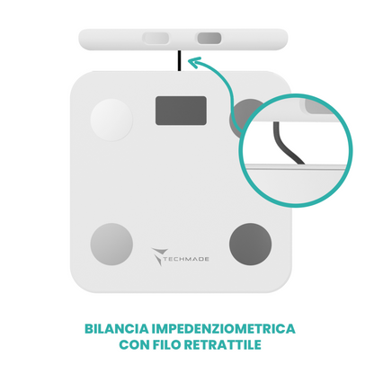 Smart Digital Body Fat Scale - 8 Sensors, with Handlebars - for iOS and Android
