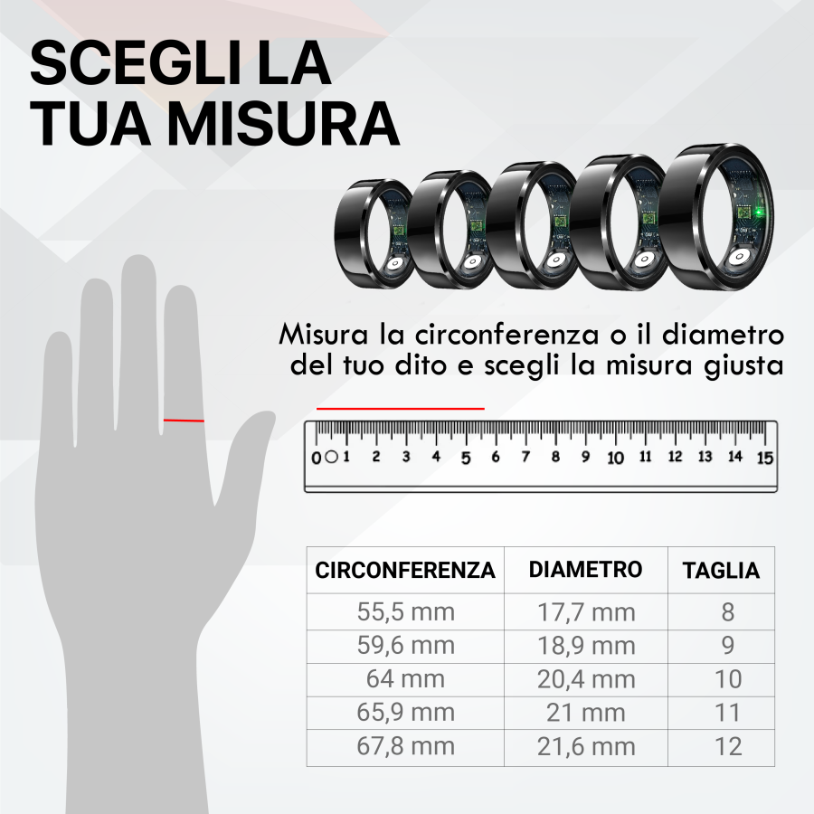 Smat Ring Nexa - Fitness Tracker Bluetooth - per iOS e Android