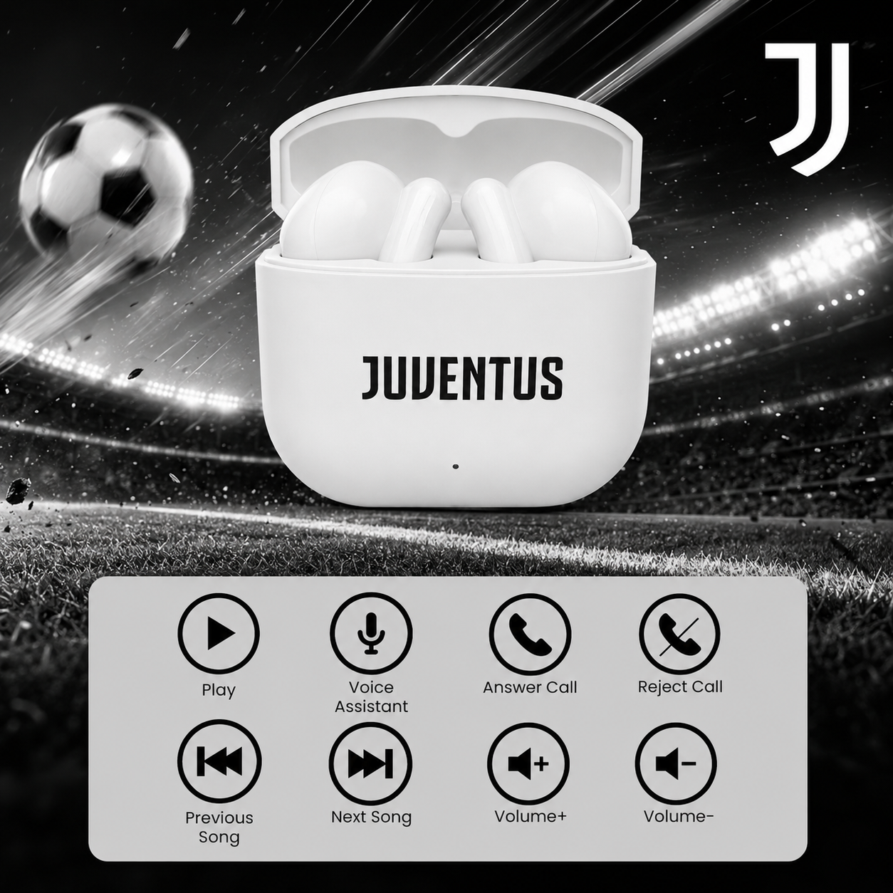 XM201 In-Ear Bluetooth Earbuds - with Charging Case - Juventus